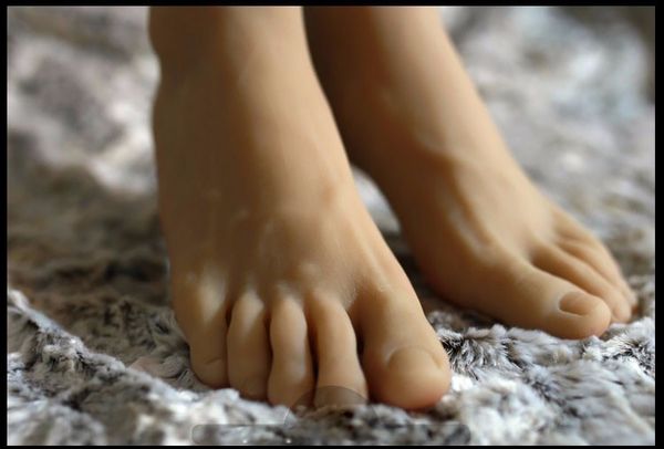 

new male foot model flexible soft silicone display male foot mannequin sale, Khaki