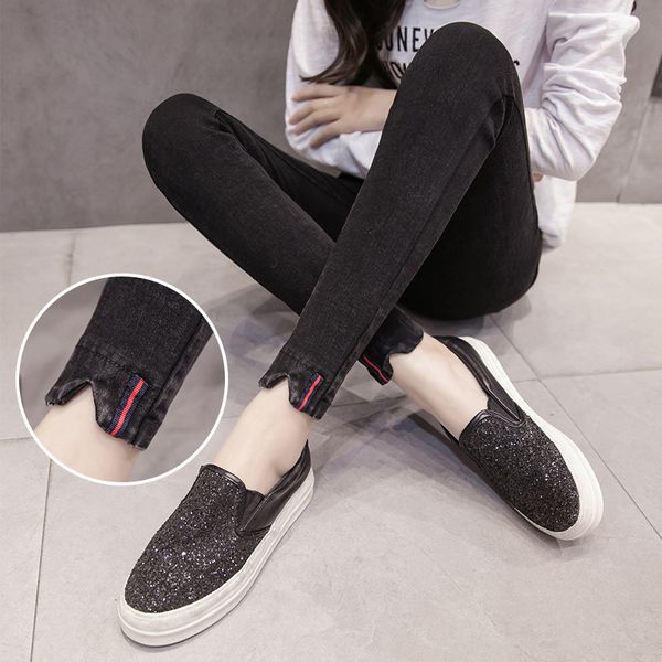 

high waist elastic skinny jeans for women 2018 autumn vintage denim pants casual stretch female pencil jeans plus size, Blue