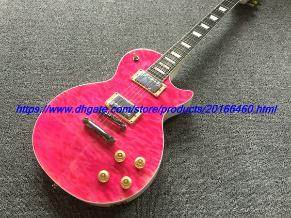 

Electric guitar olid body pink white olid color on body back and head no pickguard wave flame body hipping