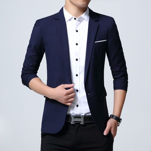 

hcxy 2018 slim fit fashion blazer for male cotton mens coat wedding dress suit jacket jaqueta men blazers costume homme, White;black