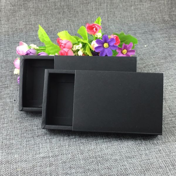 Kraft Black Drawer Boxes Jewelry Displays Blank Package Carry Case