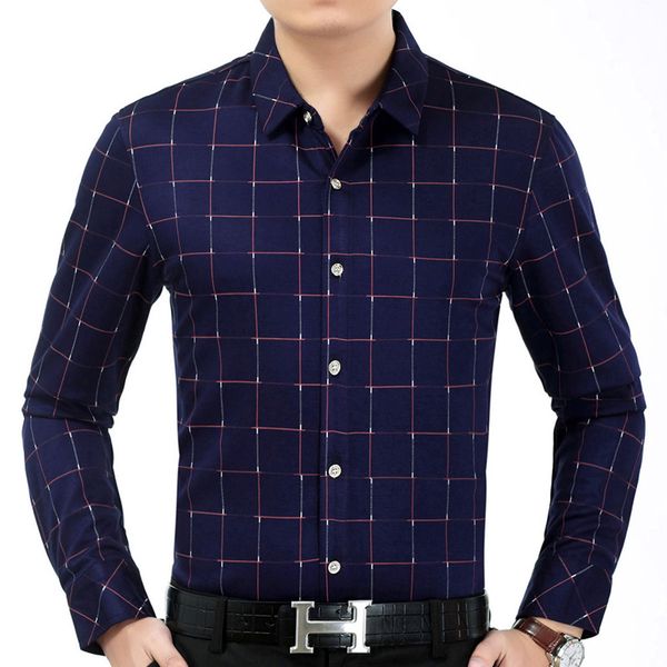 

2018 summer long sleeve men shirt plaid dress casual slim fit social clothes shirts mens male fashion high quality 5082, White;black