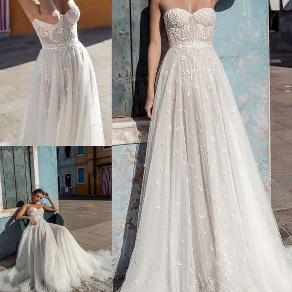 

гали karten 2018 boho свадебные платья милая длинные рукавов из бисера спинки свадебные платья кружева аппликация vestido де novia, White