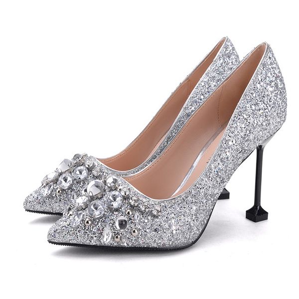 sapatos femininos prata festa