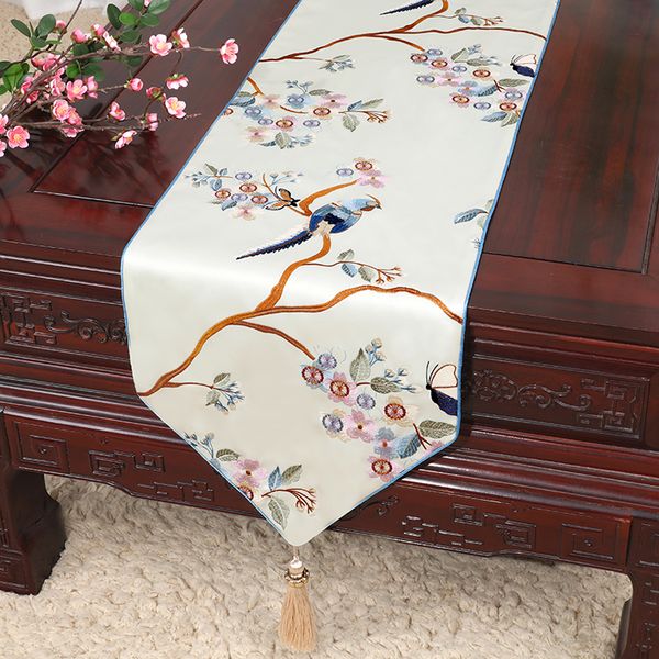 

thicken jacquard elegant chinese silk table runner high end coffee table mat wedding party rectangular satin table cloth 200 x 33 cm