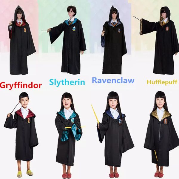 

new harry potter robe gryffindor cosplay costume kids harry potter robe cloak halloween costumes for kids gga454 25pcs, Black;red