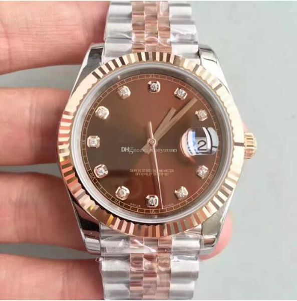 

top luxury brand rose gold diamond calendar new men's watch 126331 automatic mechanical sapphire mirror Roman design classic free shipping