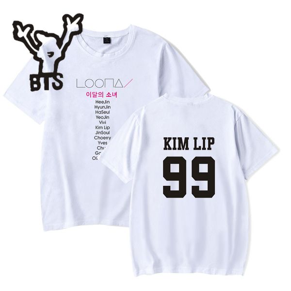 

bts loona t-shirt women kawaii kpop hip hop harajuku fashion short sleeve tshirt casual print plus size 4xl a7050, White