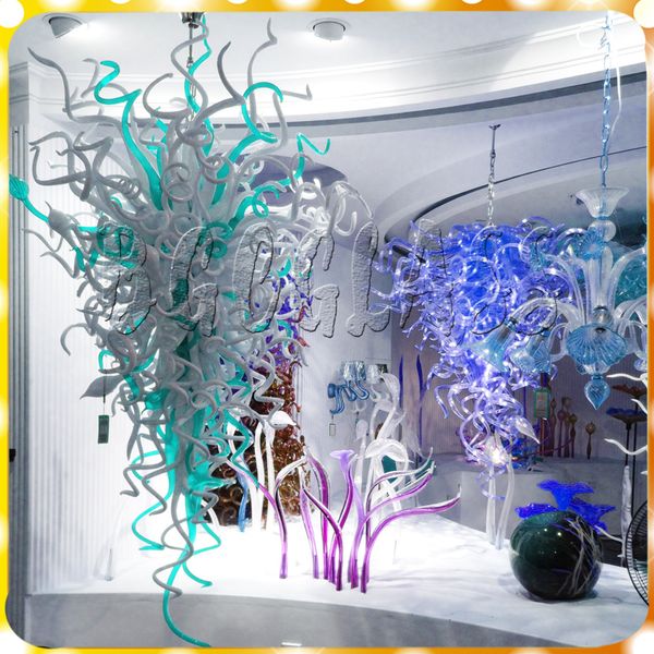 

new style light source contemporary european italian chihuly style 100% hand blown glass shade crystal chandelier show
