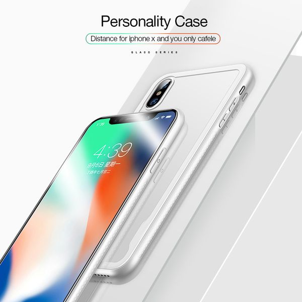 

phone case for iphone 9 5.8/6.1/6.5 metal bord ultra mince transparent cover iphonex glass case with metal border