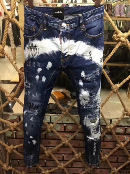

2018 new arrival high level de igner men ripped famou brand biker jean for kinny a136