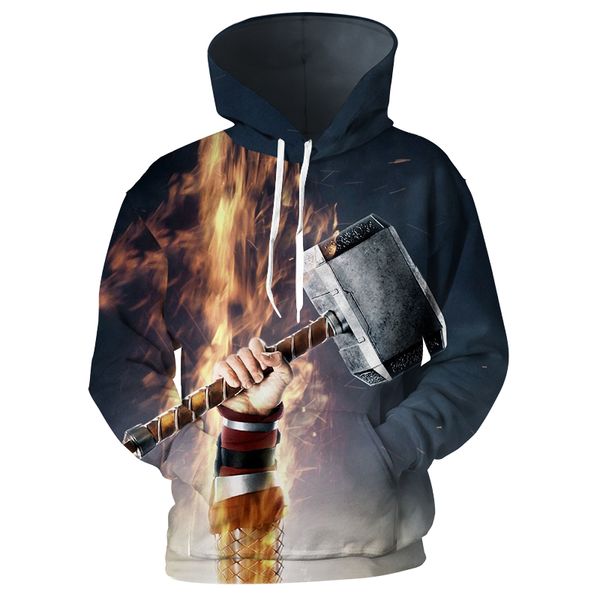 

новые моды тор молоток mjolnir 3d печати толстовки мода одежда женщины мужчины толстовка толстовки повседневная пуловеры k72, Black