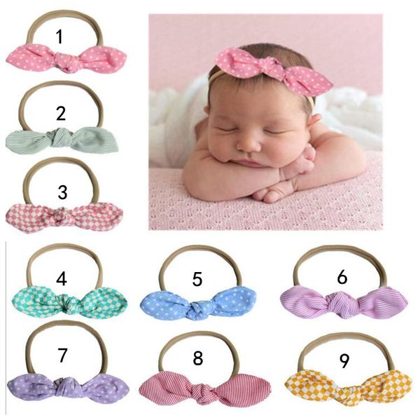 

2018 newborn baby headbands bunny ear elastic hair band children hair accessories kids cute hairbands for girls nylon bow headwear headdress, Slivery;white