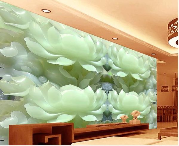 

p any size chinese noble atmosphere jade carving peony flower tv wall wall mural p wallpaper
