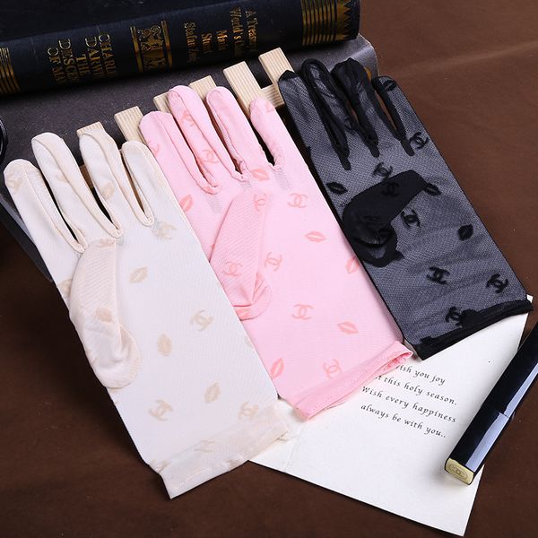 

spring summer lace fingers lady gloves women sun protection gloves, Blue;gray