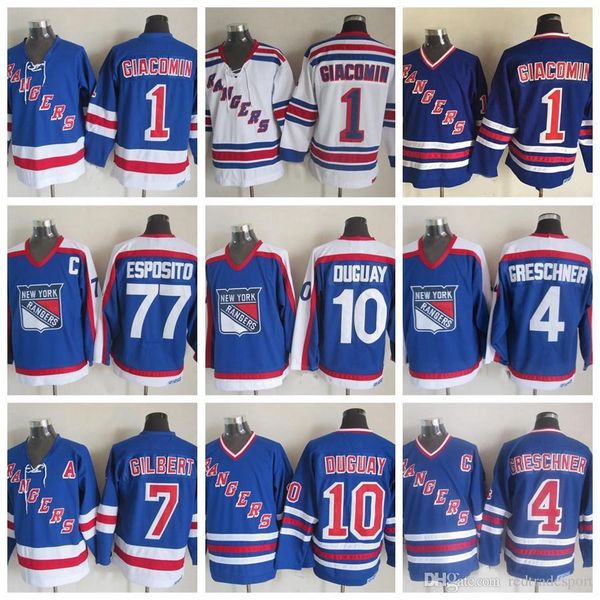 

Mens New York Rangers Hockey Jerseys 10 Ron Duguay 1 Eddie Giacomin 4 Ron Greschner 7 Rod Gilbert 77 Phil Esposito Vintage Jersey