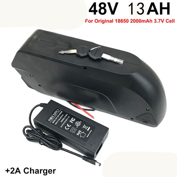 48 V 13 Ah Batterie Für ebike mit 18650 Zelle Eingebaute 15 A BMS Lithium Batterie Mit 2A Ladegerät Elektrische Fahrradbatterie 48 V