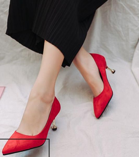 

women's shoes in autumn pointed end high fine heel, Black