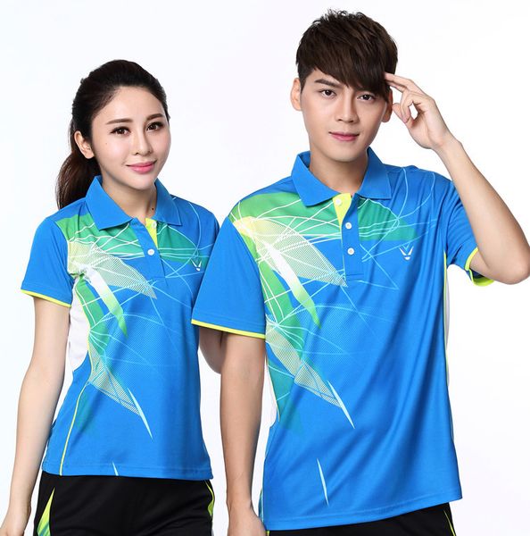 

2018 badminton clothing men women short-sleeved t-shirt lapel table tennis shirt breathable absorbent casual sportswear jersey tennis shirts, White;yellow