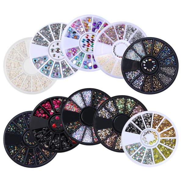 

1 box mixed color rhinestones 3d nail decoration metal studs laser rivet beads resin jelly gems uv gel nail art charms manicure, Silver;gold