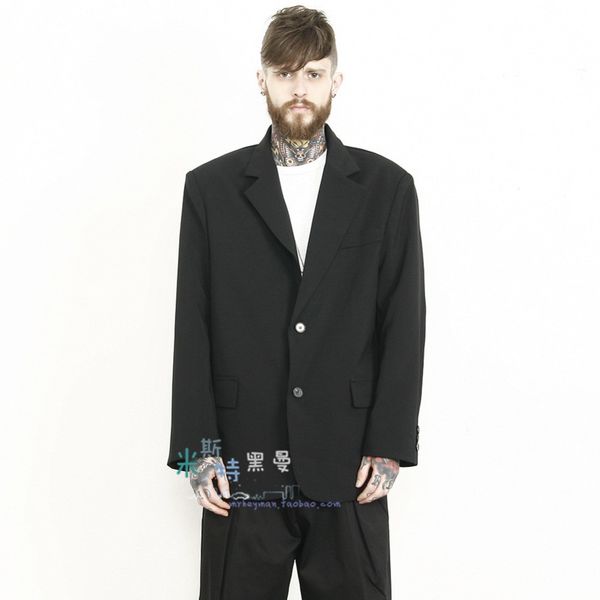 

s-6xl 2018 men clothing hair stylist gd fashion oversize retro loose suit plus size singer costumes, White;black