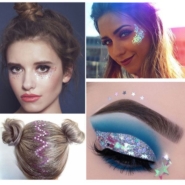 DHL Free Handaiyan 6 cores fada colorido glitter gel usado em olhos enfrentam os lábios de cabelo em estoque com presente