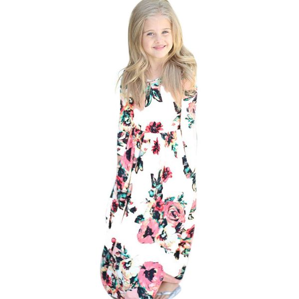 Acheter 2018 Nouveau Filles Robe Bébé Robes Plage Bohème été Floral Princesse Parti Manches Longues Robe Pour Fille 10 12 Ans C50 De 1978 Du