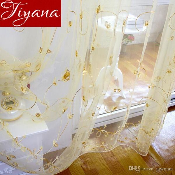 2019 Gold Curtains Floral Sheer Voile European Window Modern Living Room Bedroom Curtians Tulle Purple Cortinas Rideaux T 256 20 From Aiyen 22 82