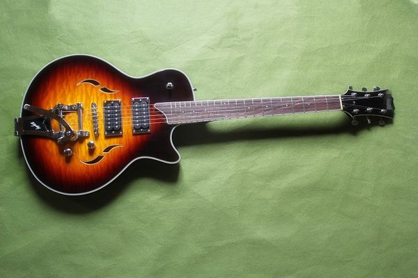 

big rocker semi-hollow electric guitar sunset