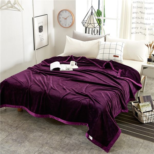 

super soft home textile modern fashion solid purple blanket suitable for bed/sofa/airplane/car/travel soft blanket