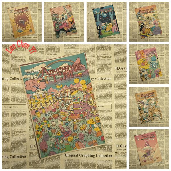 

with finn and jake classic cartoon movie kraft paper poster bar cafe living room dining room child