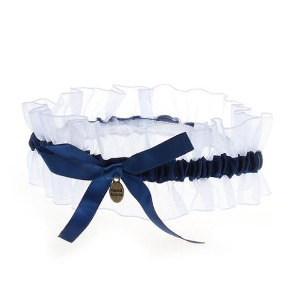 

bride's bridal wedding garters satin bowknot flowers royalblue, Black;white