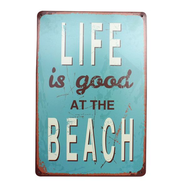 

life is good at beach metal tin sign home decor painting pub cafe bar vintage plate art wall decoration poster 30x20cm a945