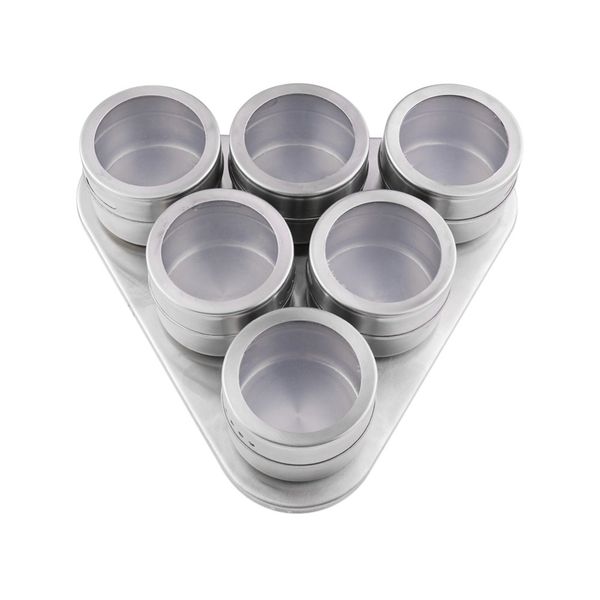 

stainless steel seasoning tank triangular 6 pieces multipurpose spice rack kitchen storage silver