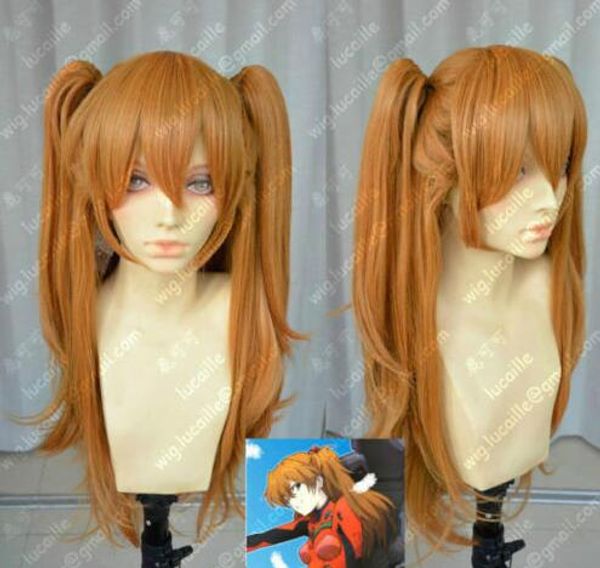 Asuka Soryu Asuka Langley Orange Clip Ponytail Косплей парик волос