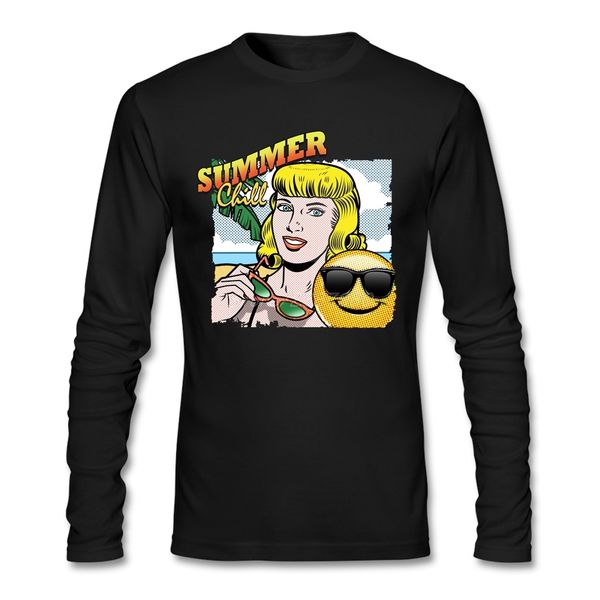 

summer chill at the beach t shirt long sleeve custom men's t-shirts hip hop rock cotton clothes for men, White;black