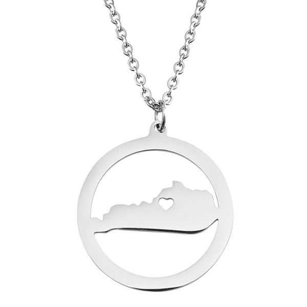 Mapa dos EUA Kentucky estados colares pendentes amor amante Kentucky Charm Colar Country Country Silver Rose Gold Rose Stainless Steel Hometown Jóias de Presente