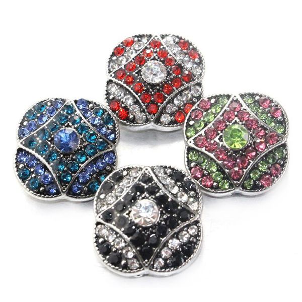 

10pcs 4colors square crystal 18mm metal snap button wrist watches for women charm diy jewelry for bracelet one direction, Bronze;silver