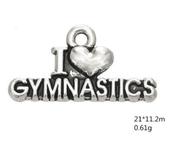 

i love gymnastics word sporty charm other customized jewelry, Bronze;silver
