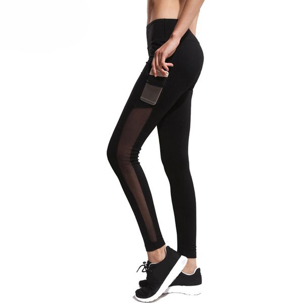 

women leggings pocket insert mesh design trousers pants big size black capris sportswear new fitness leggings, White;red