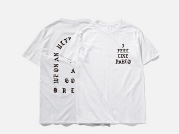 

kanye west tshirts men summer letters feel like design tees short sleeve male tee, White;black