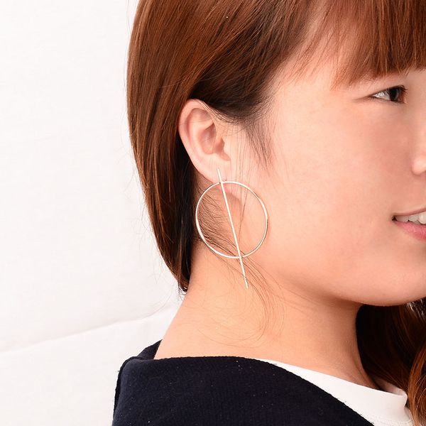 

selling simple gifts ear studs and silver gold new fashionable earrings exaggerated copper circle women, Golden;silver