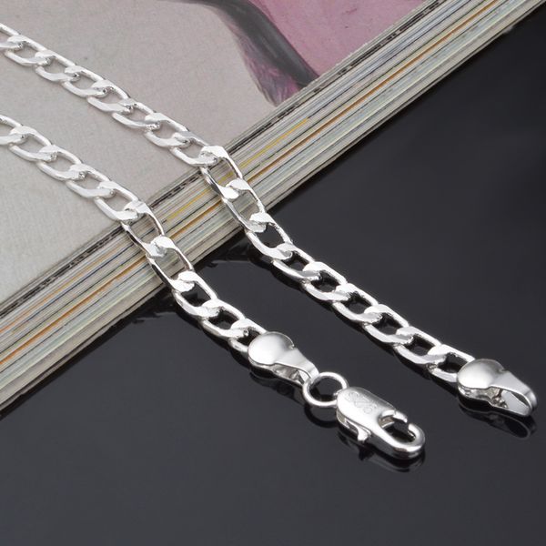 

6-8MM 925 sterling silver Cuba chains High quality 16 18 20 22 24 inches Silver Plated necklace For women Ladies Fashion Jewelry