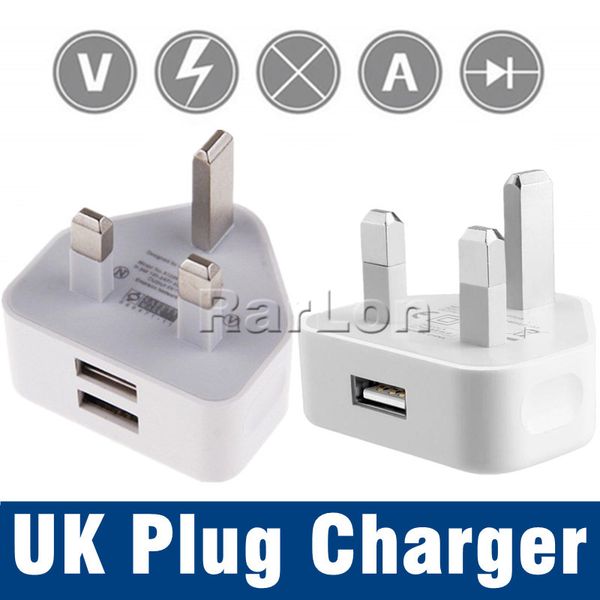 

wholesale uk 3 pin mains charger adapter plug 5v 1a dual usb wall adapter for htc android phone tablet pc universal