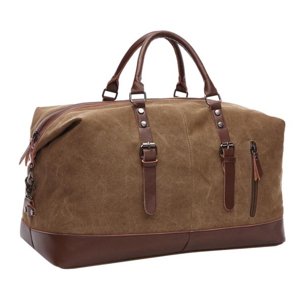 

new korean style canvas travel bag shoulder bag duffel handbag gym sports - coffee