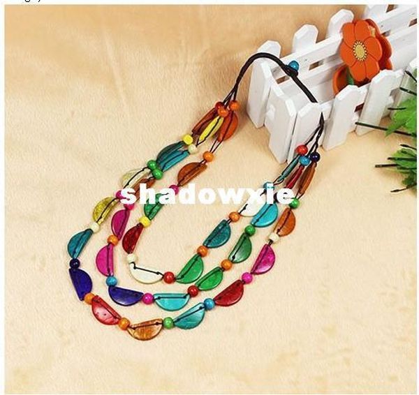 

wholesale - min.order is $15 (mix order) bohemian style multicolor moon beads necklace fashion necklace jewelry x5035, Silver