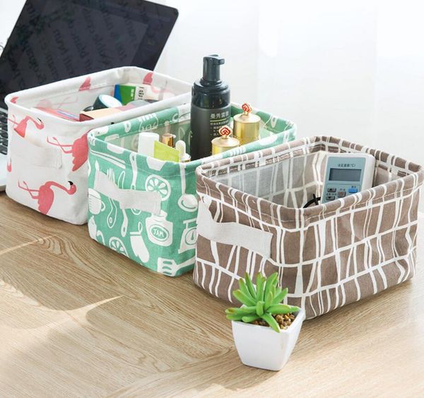

flamingo deskstorage basket cosmetic sundries organizer box waterproof cotton linen underwear storage 6 colors dda758 diaper bags