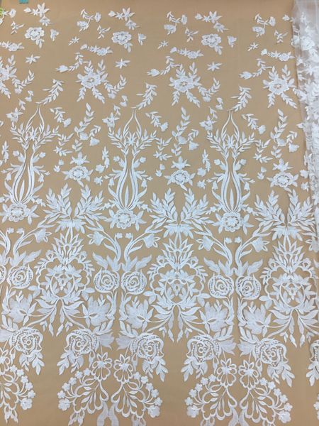 

luxury embroidery lace fabric with flower dotted, wedding dress evening dress fabric tulle lace african lace by 5 yard, White;gold