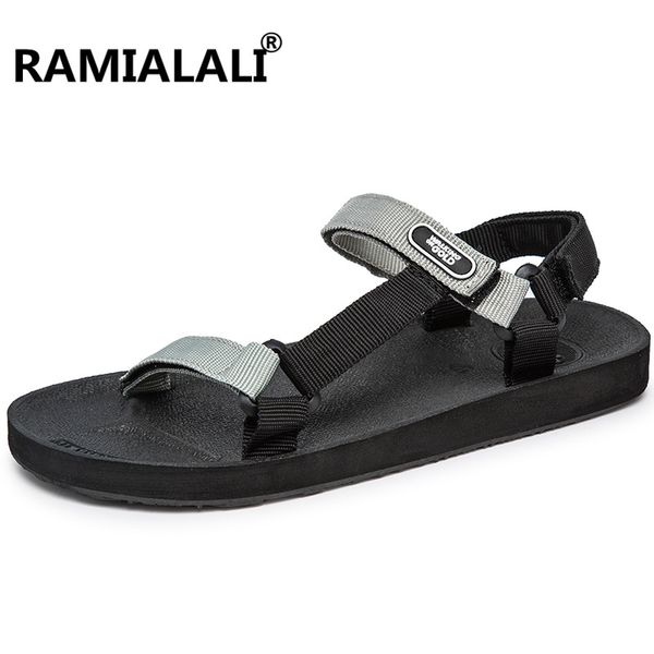 

ramialali new summer beach shoes men sandals roma leisure breathable clip toe is cool procrastinate dual-purpose sandal male, Black