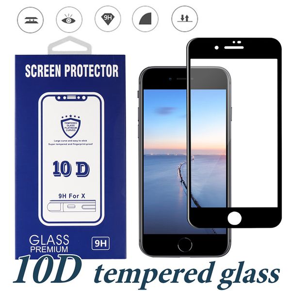 10D Изогнутая полная крышка Защитник для iPhone 14 13 12 11 Pro XS Max XR 8 Plus Edge To Edge Redered Glass Защита от коробки
